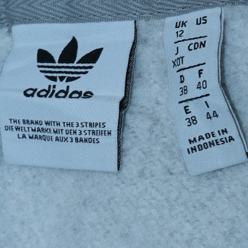 Adidas Women Grey Hoodie UK 12 Pullover Trefoil Logo Sweatshirt