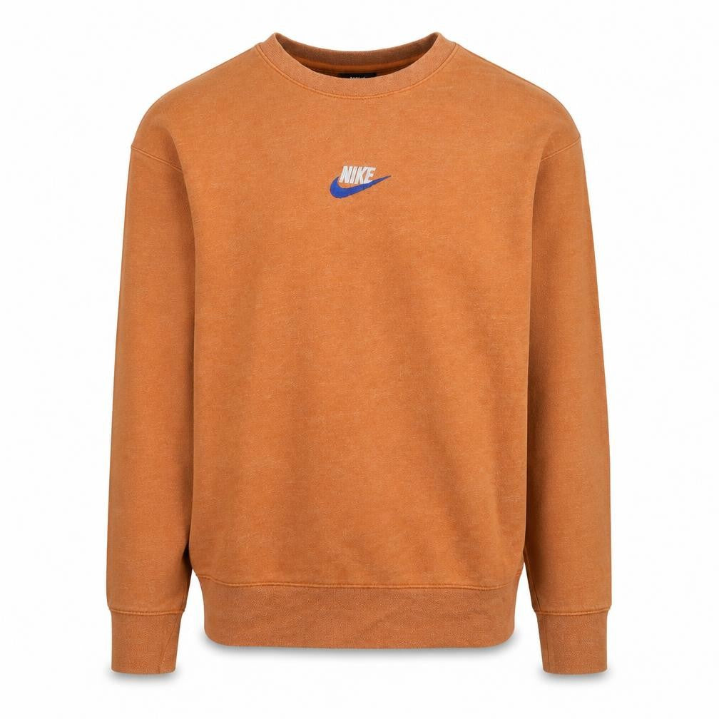 Front view of Nike Men's Orange Crew Neck Pullover Sweatshirt, size S