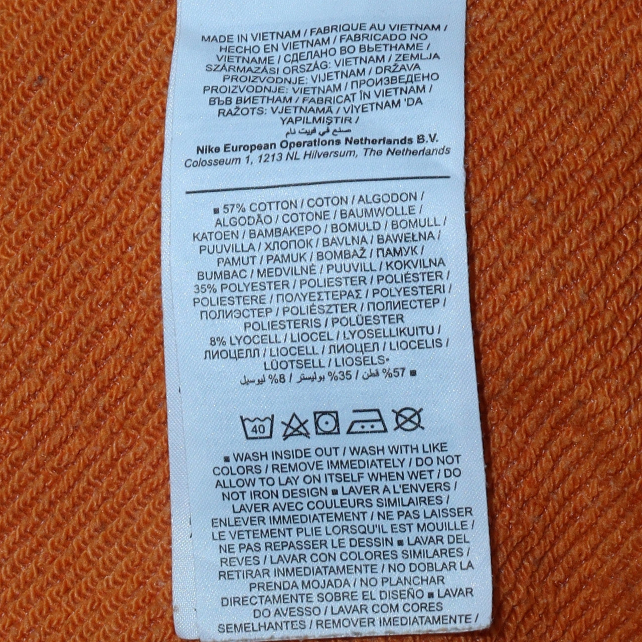 Nike Men's Orange Crew Neck Pullover Sweatshirt Size S