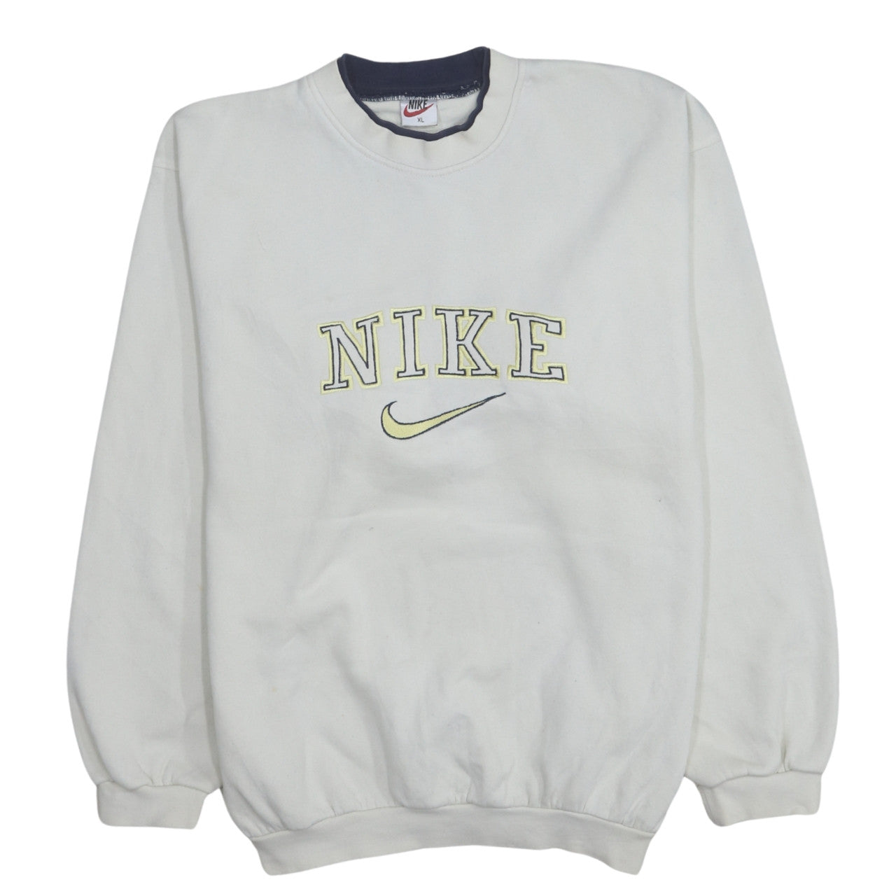Nike Mens White XL Crew Neck Embroidered Logo Sweatshirt