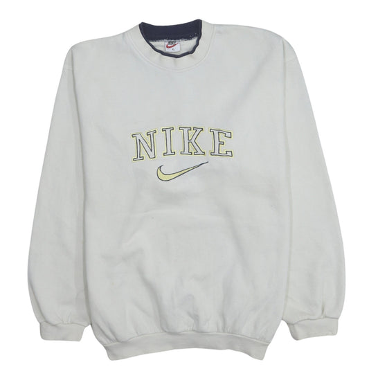 Nike Mens White XL Crew Neck Embroidered Logo Sweatshirt