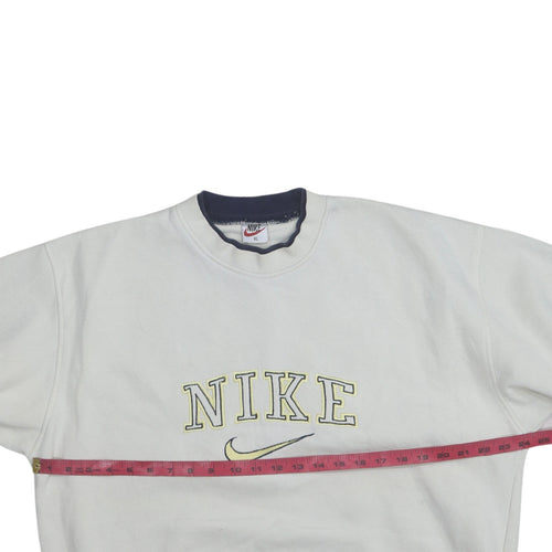 Nike Mens White XL Crew Neck Embroidered Logo Sweatshirt
