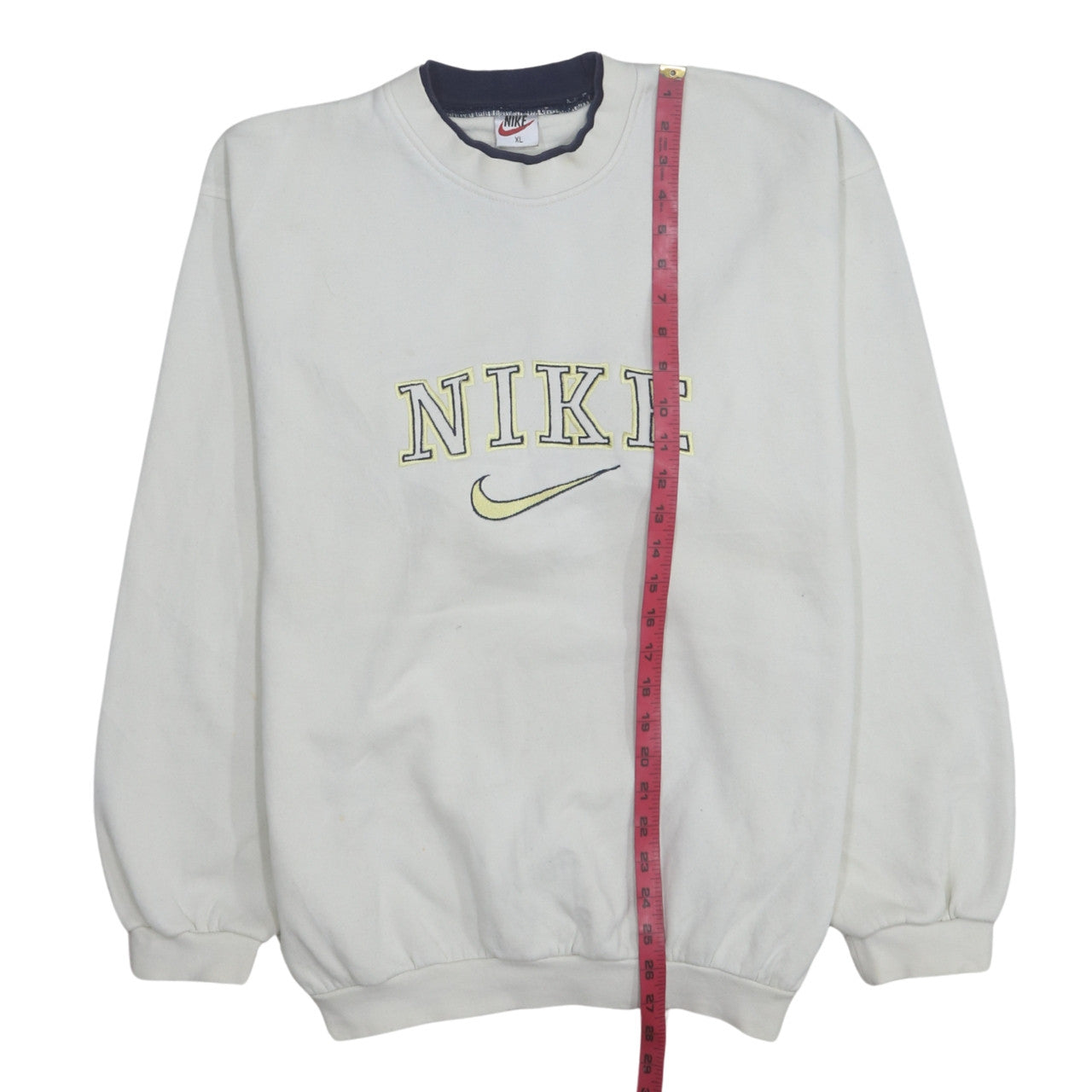 Nike Mens White XL Crew Neck Embroidered Logo Sweatshirt