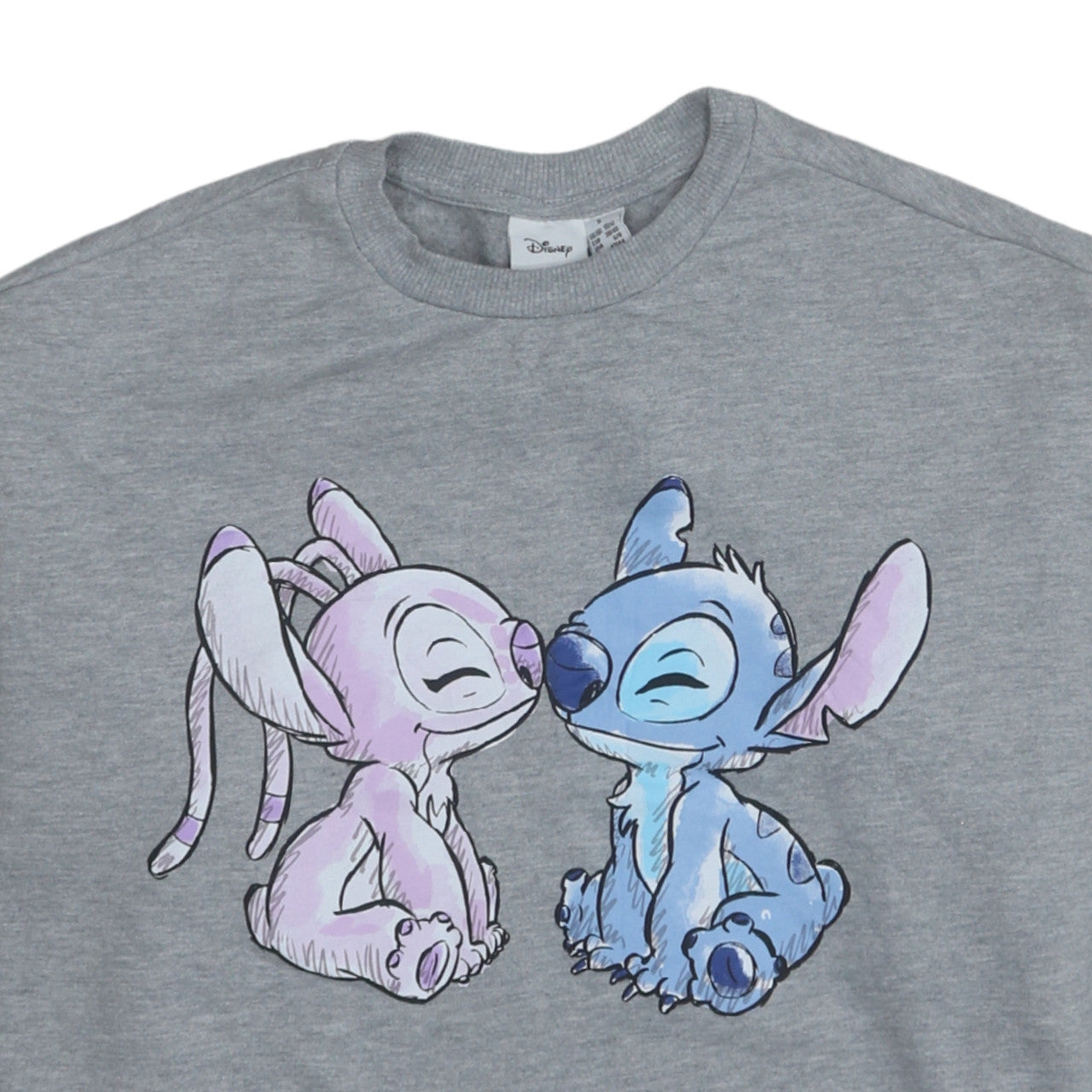 Disney Women Grey Stitch & Angel Graphic Sweatshirt Size S