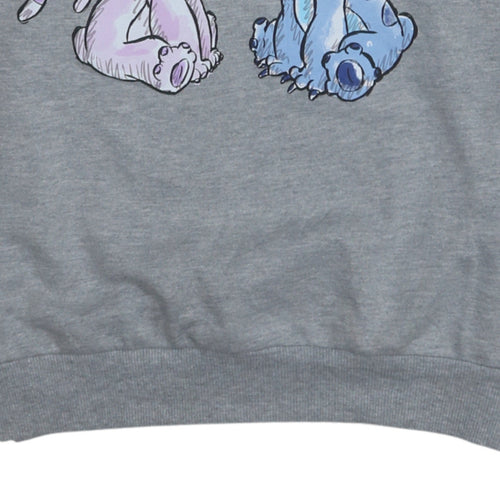 Disney Women Grey Stitch & Angel Graphic Sweatshirt Size S