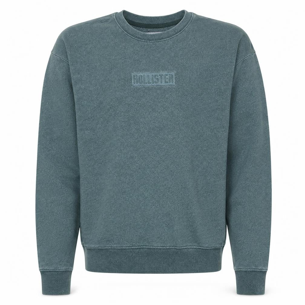 Front view of Hollister Men’s Green Logo Pullover Sweatshirt XS