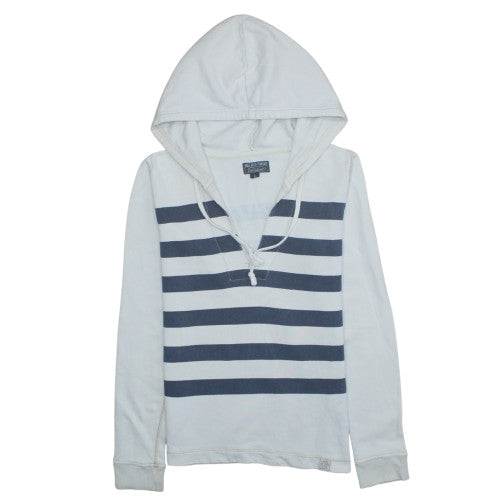 Ralph Lauren Polo Jeans Women White & Navy Striped Pullover Hoodie Size S
