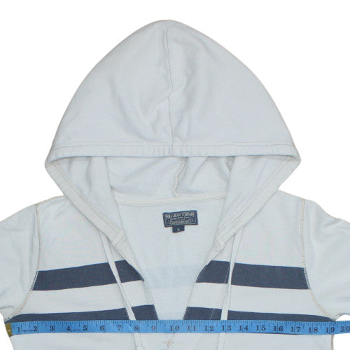 Ralph Lauren Polo Jeans Women White & Navy Striped Pullover Hoodie Size S