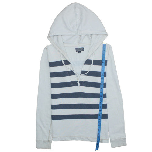 Ralph Lauren Polo Jeans Women White & Navy Striped Pullover Hoodie Size S