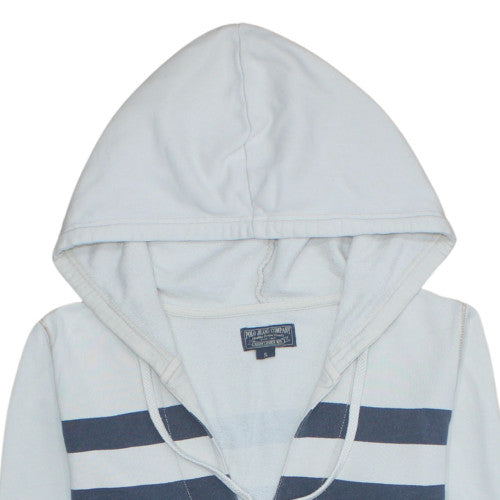 Ralph Lauren Polo Jeans Women White & Navy Striped Pullover Hoodie Size S