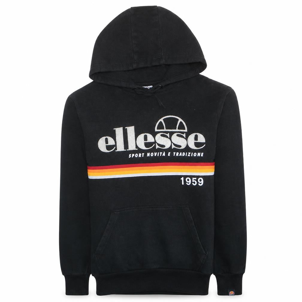 Ellesse Men's Black Pullover Hoodie Size S Retro Sports Logo