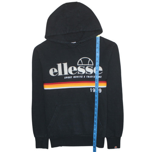 Ellesse Men's Black Pullover Hoodie Size S Retro Sports Logo
