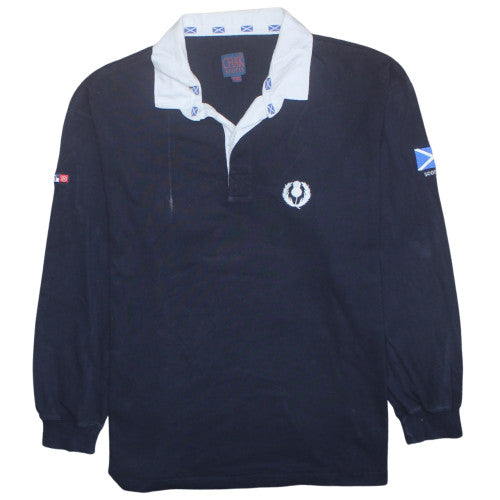 CHAK Sports Men's Navy Scotland Rugby Polo Long Sleeve XXL