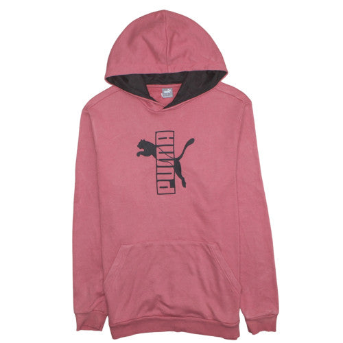 Puma Womens Pink Hooded Pullover Sweatshirt Size L Casual Cotton Blend