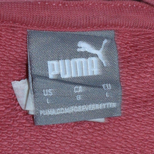 Puma Womens Pink Hooded Pullover Sweatshirt Size L Casual Cotton Blend