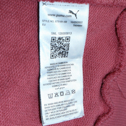 Puma Womens Pink Hooded Pullover Sweatshirt Size L Casual Cotton Blend