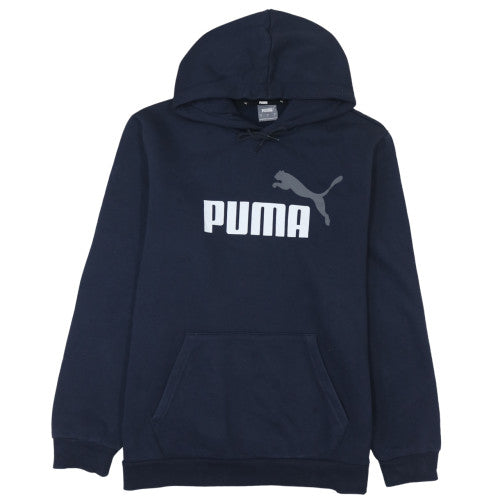 Puma Men's Blue Pullover Hoodie Size L Graphic Sports Fleece