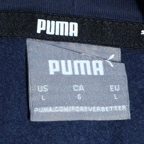 Puma Men's Blue Pullover Hoodie Size L Graphic Sports Fleece