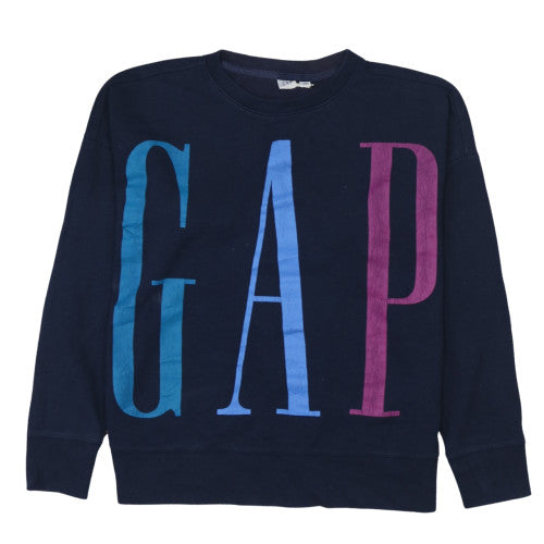 GAP Women Navy Blue XS Pullover Sweatshirt with Logo Print