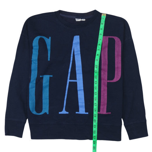 GAP Women Navy Blue XS Pullover Sweatshirt with Logo Print