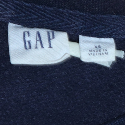 GAP Women Navy Blue XS Pullover Sweatshirt with Logo Print