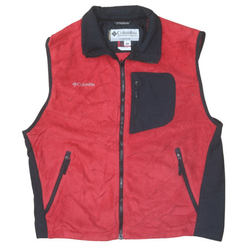 Columbia Men's Red Fleece Bodywarmer Waistcoat XL Interchange Hiking Outdoor