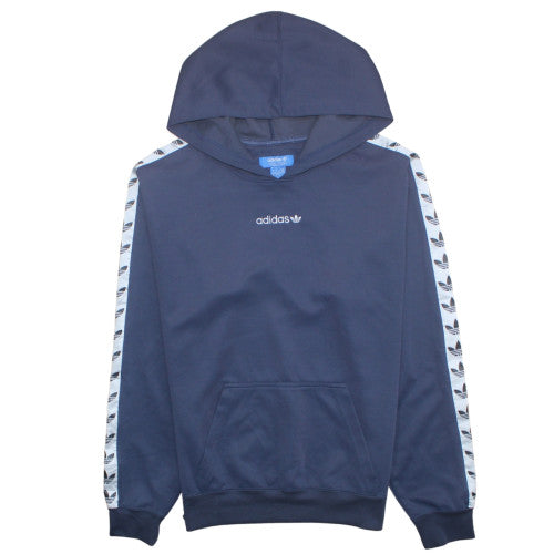 Adidas Mens Navy Blue Small Pullover Hoodie with Logo Trim
