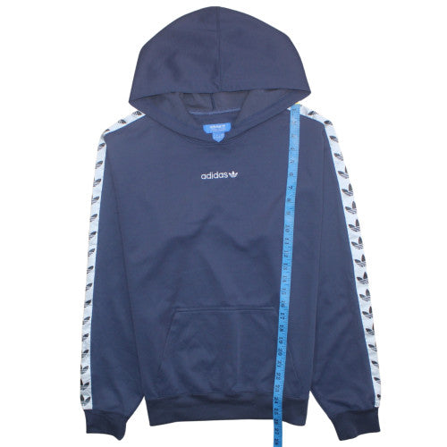 Adidas Mens Navy Blue Small Pullover Hoodie with Logo Trim