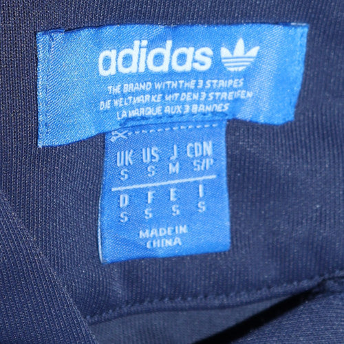 Adidas Mens Navy Blue Small Pullover Hoodie with Logo Trim