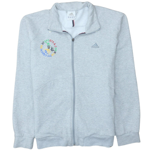 Adidas Men's Grey Full Zip Sweatshirt M Sports Embroidered Logo