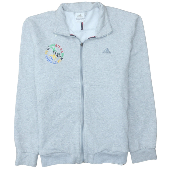 Adidas Men's Grey Full Zip Sweatshirt M Sports Embroidered Logo