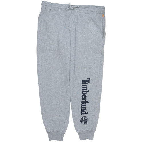 Timberland Men’s Grey Logo Sweatpants L Regular Fit Fleece Trousers