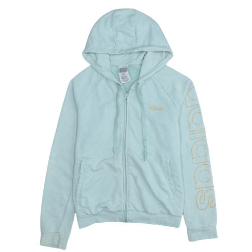 Adidas Women’s Blue Full Zip Hoodie Size L - Logo Hooded Sweatshirt