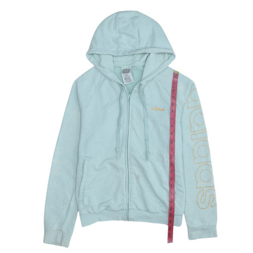 Adidas Women’s Blue Full Zip Hoodie Size L - Logo Hooded Sweatshirt