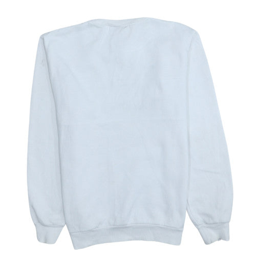 Adidas Mens White Grey Logo Sweatshirt XS Regular Fit Crew Neck
