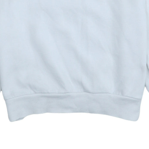 Adidas Mens White Grey Logo Sweatshirt XS Regular Fit Crew Neck
