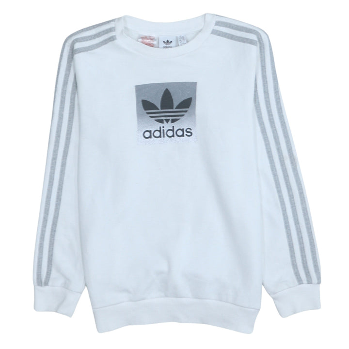 Adidas Boys White Long Sleeve Pullover Sweatshirt Size 11-12 Years