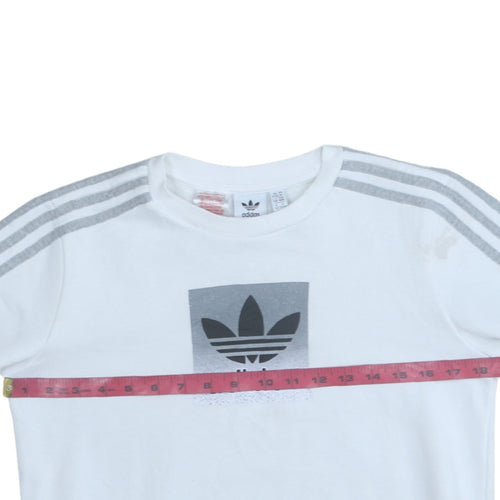 Adidas Boys White Long Sleeve Pullover Sweatshirt Size 11-12 Years