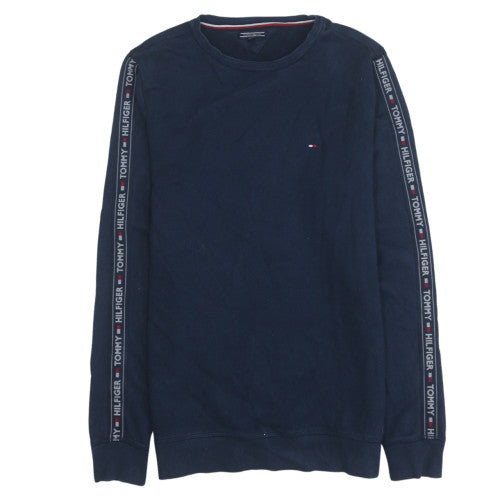 Tommy Hilfiger Men’s Blue Logo Tape Crew Neck Sweatshirt L