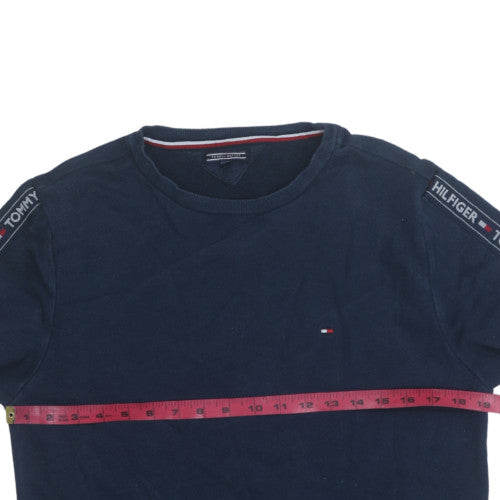 Tommy Hilfiger Men’s Blue Logo Tape Crew Neck Sweatshirt L