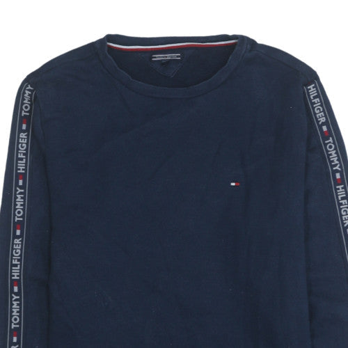 Tommy Hilfiger Men’s Blue Logo Tape Crew Neck Sweatshirt L