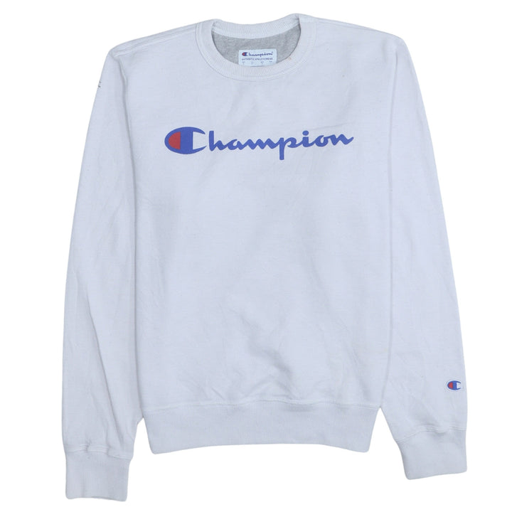 Champion Mens White Graphic Logo Pullover Sweatshirt Size S