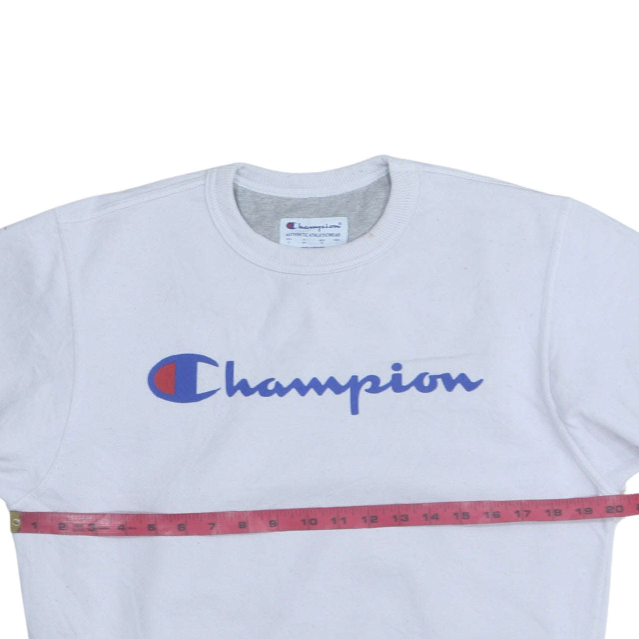 Champion Mens White Graphic Logo Pullover Sweatshirt Size S