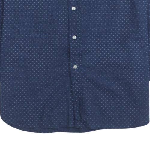 Ralph Lauren Men's Blue Geometric Button-Up Long Sleeve Shirt Size M