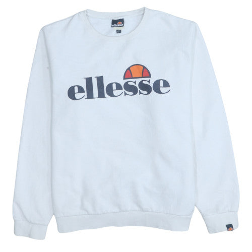 Ellesse Womens White Cotton Blend Crew Neck Sweatshirt Size M