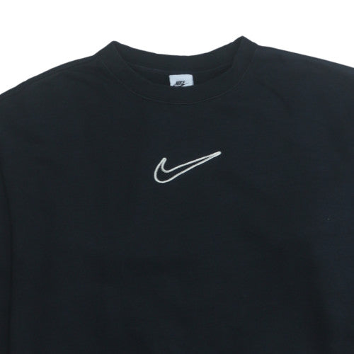 Nike Womens Black Cotton Blend Crew Neck Pullover Sweatshirt Size L
