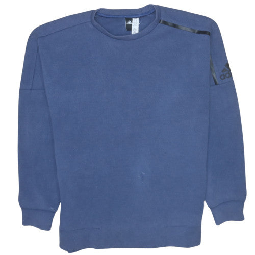 Adidas Men Blue Pullover Fleece Sweatshirt Size M Crew Neck Sportswear