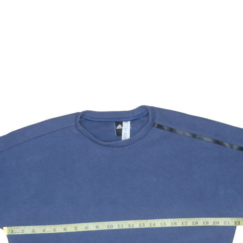 Adidas Men Blue Pullover Fleece Sweatshirt Size M Crew Neck Sportswear