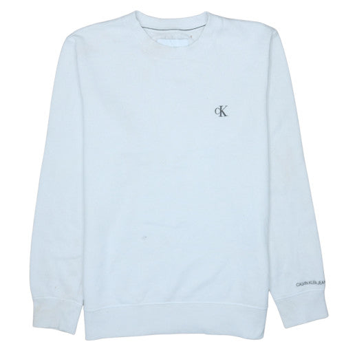 Calvin Klein Jeans Men's White Logo Pullover Sweatshirt L