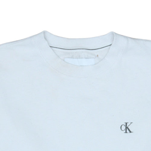 Calvin Klein Jeans Men's White Logo Pullover Sweatshirt L